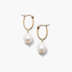 NWT Mejuri 18k Gold Organic Pearl Hoop Earrings